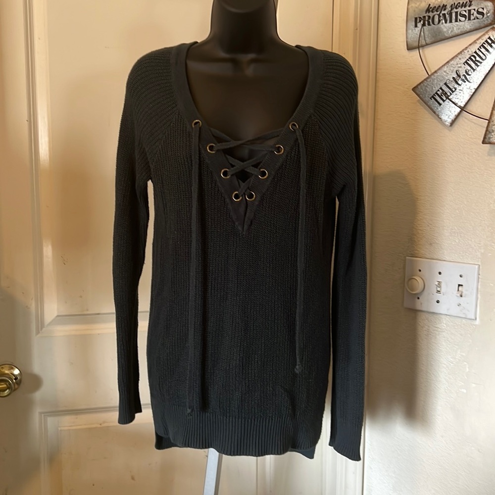 Green hi-low sweater
